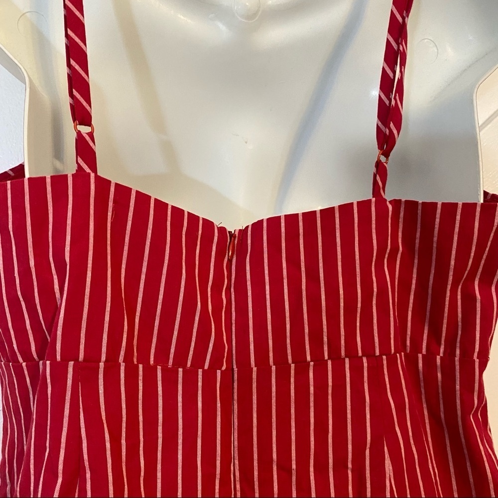 Kendall & Kylie Pacsun Vertical Striped Square Neck Sleeveless Mini Dress Pink M - Picture 4 of 8